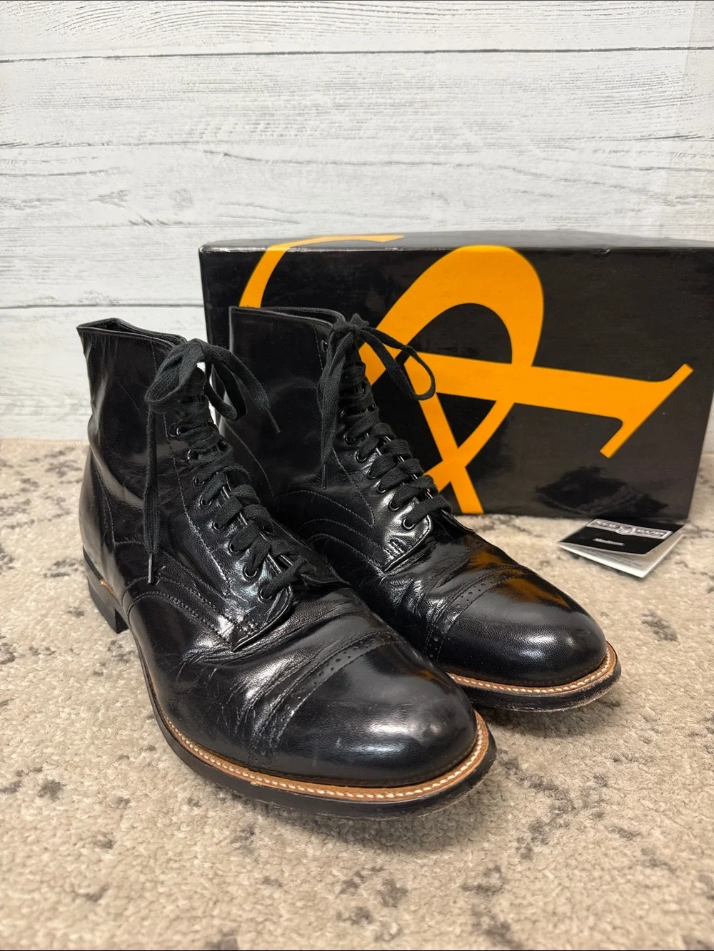 Men's Stacey Adam’s Madison Black Leather Lace-Up Dress Boot